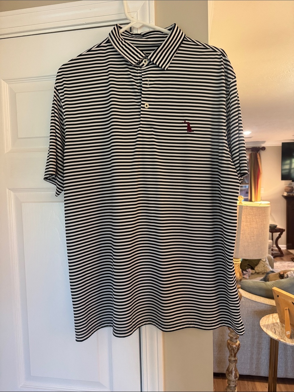Men's Local Boy Black and White Striped Polo Shirt - Classic Short Sleeve